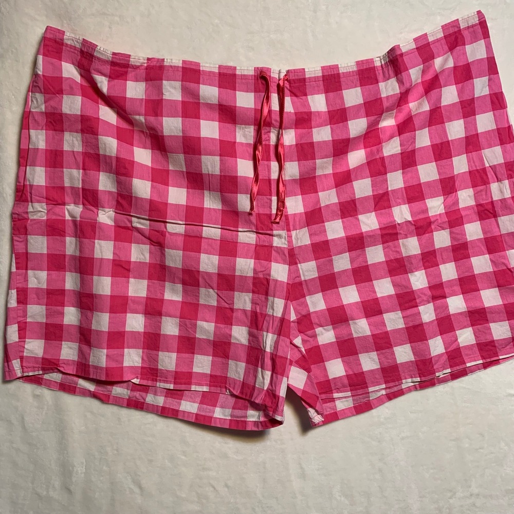 Dreams & Co Womens Pink Gingham Pajama Shorts Sleep Lounge‎ Plus Size 6X *Read*